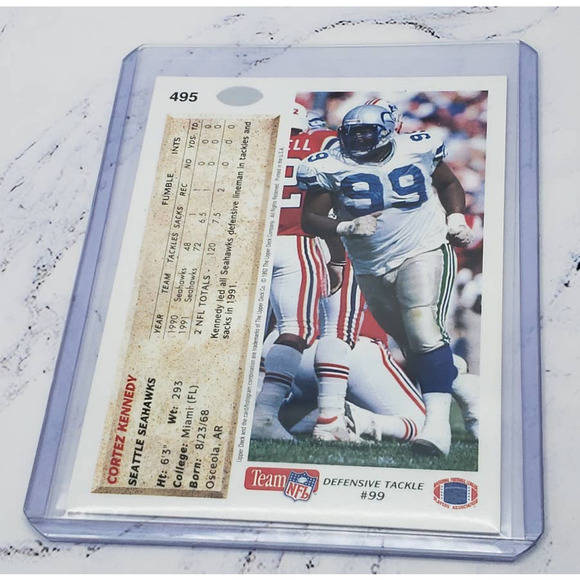 1992 Upper Deck #495 Cortez Kennedy Seattle Seahawks - Picture 4 of 4